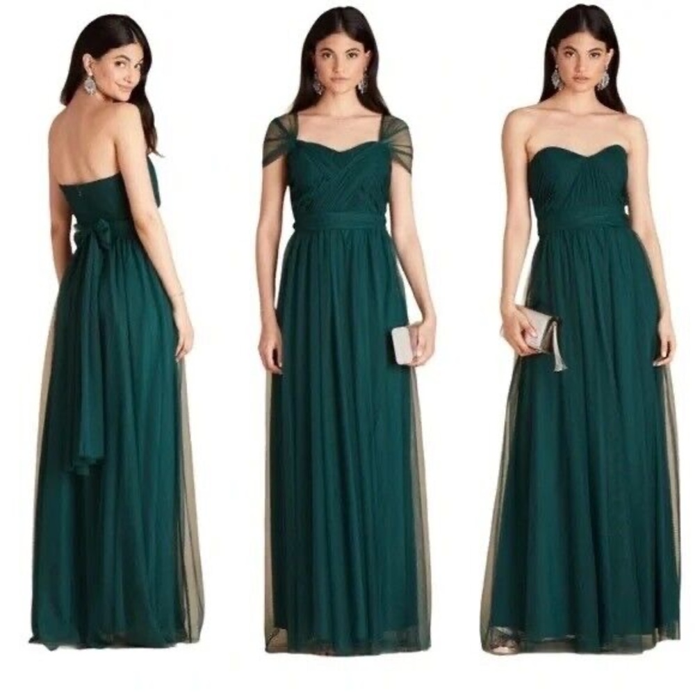 Strapless dark green bridesmaid dress
